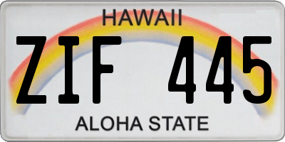 HI license plate ZIF445