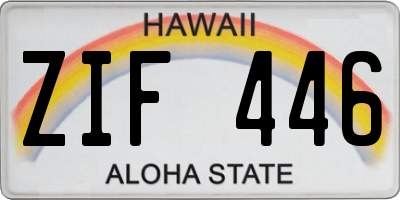 HI license plate ZIF446