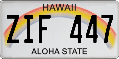 HI license plate ZIF447