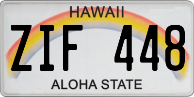 HI license plate ZIF448