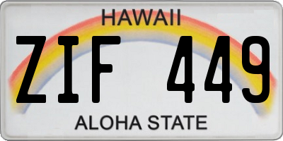 HI license plate ZIF449