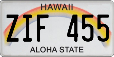 HI license plate ZIF455