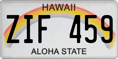 HI license plate ZIF459