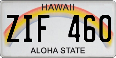 HI license plate ZIF460