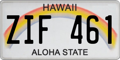 HI license plate ZIF461