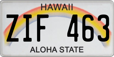 HI license plate ZIF463