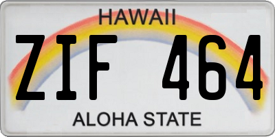 HI license plate ZIF464
