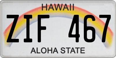 HI license plate ZIF467