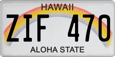 HI license plate ZIF470