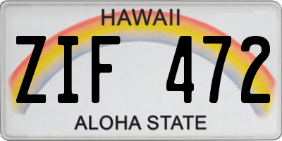 HI license plate ZIF472