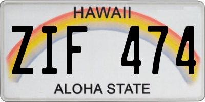 HI license plate ZIF474