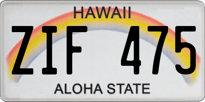 HI license plate ZIF475