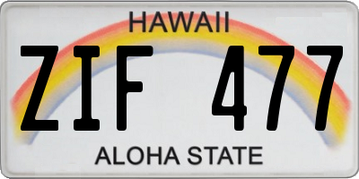 HI license plate ZIF477