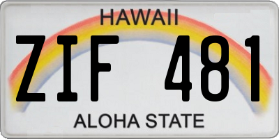 HI license plate ZIF481