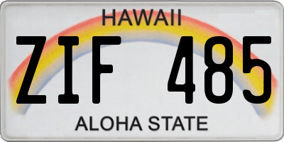 HI license plate ZIF485