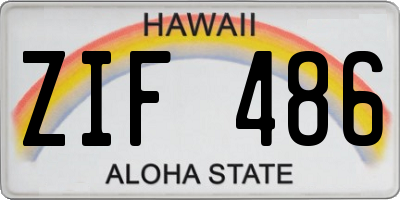 HI license plate ZIF486