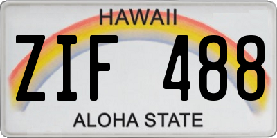 HI license plate ZIF488