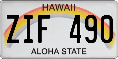 HI license plate ZIF490