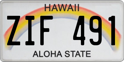 HI license plate ZIF491