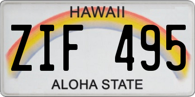 HI license plate ZIF495