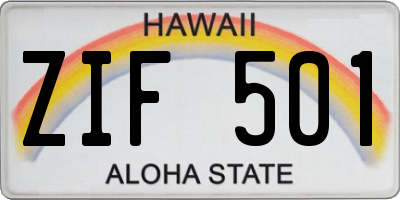 HI license plate ZIF501