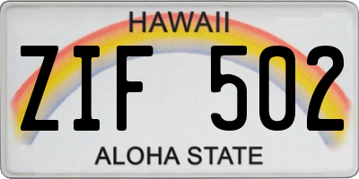 HI license plate ZIF502