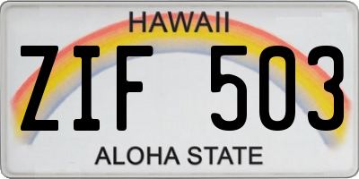 HI license plate ZIF503