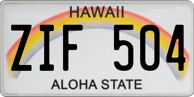 HI license plate ZIF504