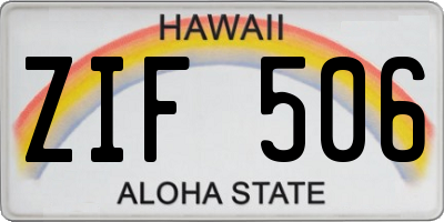 HI license plate ZIF506