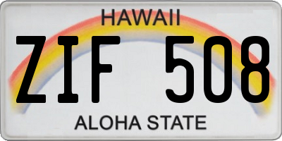 HI license plate ZIF508