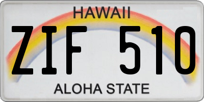 HI license plate ZIF510
