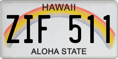 HI license plate ZIF511
