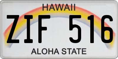 HI license plate ZIF516