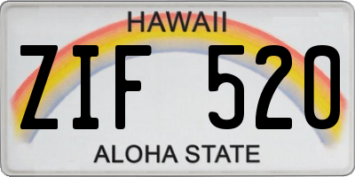 HI license plate ZIF520