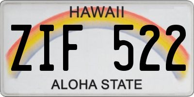 HI license plate ZIF522