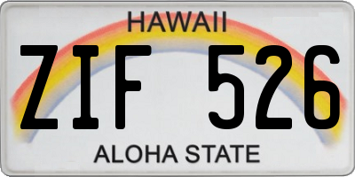 HI license plate ZIF526