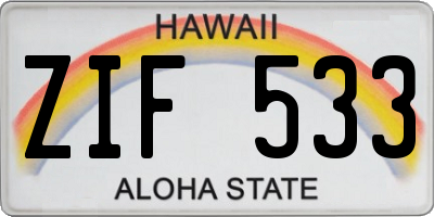 HI license plate ZIF533