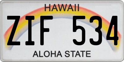 HI license plate ZIF534