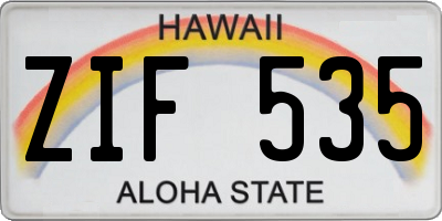 HI license plate ZIF535
