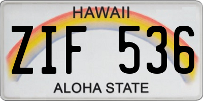 HI license plate ZIF536