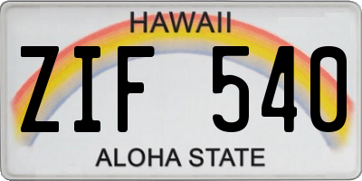 HI license plate ZIF540