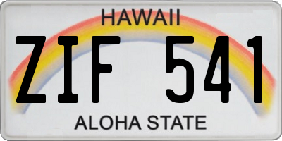 HI license plate ZIF541