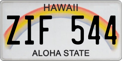HI license plate ZIF544