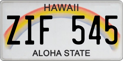 HI license plate ZIF545