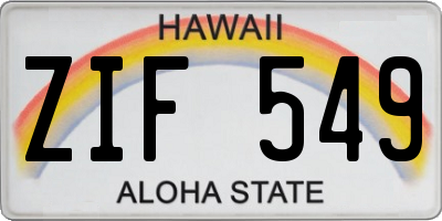 HI license plate ZIF549