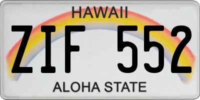 HI license plate ZIF552
