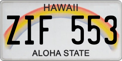 HI license plate ZIF553