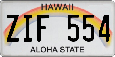 HI license plate ZIF554