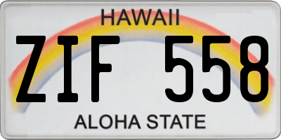 HI license plate ZIF558