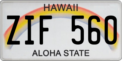 HI license plate ZIF560